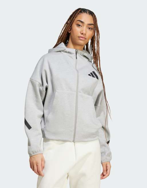 adidas - Z.N.E - Sweat à capuche zippé de qualité supérieure - Gris
