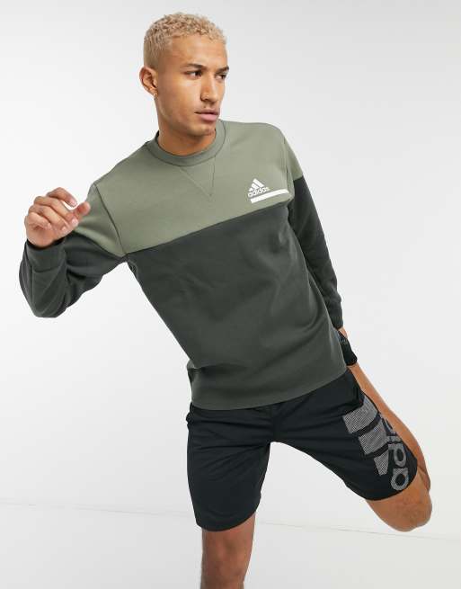 adidas zone sweatshirt in khaki | ASOS