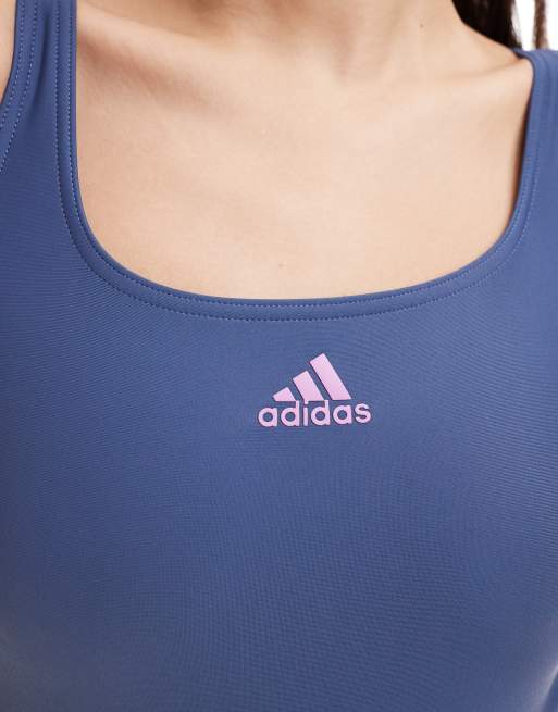 adidas - Zwemmen - Badpak met 3-Stripes in blauw , 2 van 4
