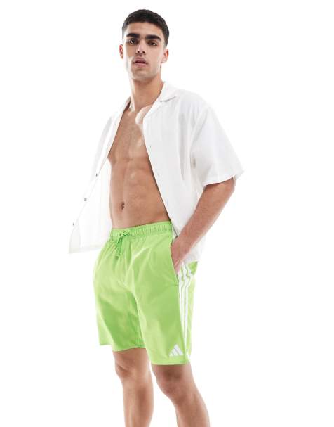 adidas - Zwemshorts met logo in groen en wit - view 1