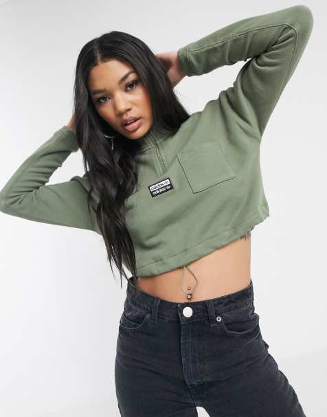 adidas Originals – Kurzes, hochgeschlossenes Sweatshirt in Khaki