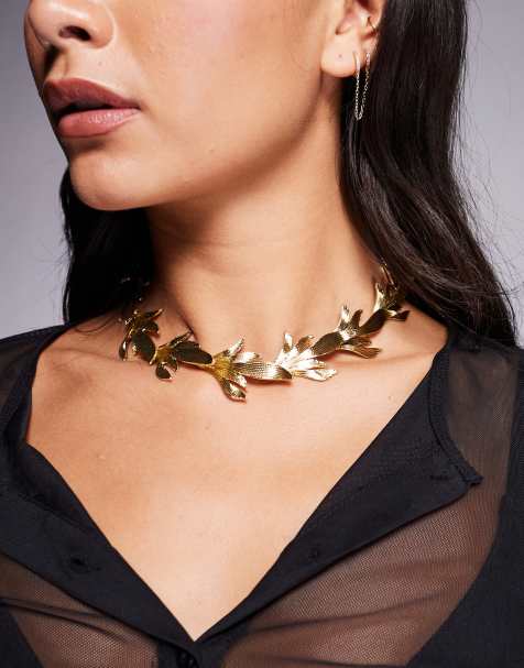 ADLO - Leafuria - Statement ketting met bloem in goud - view 1