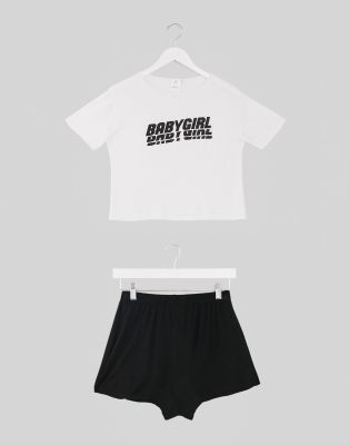 Adolescent Clothing baby girl t shirt and shorts pyjama set ASOS