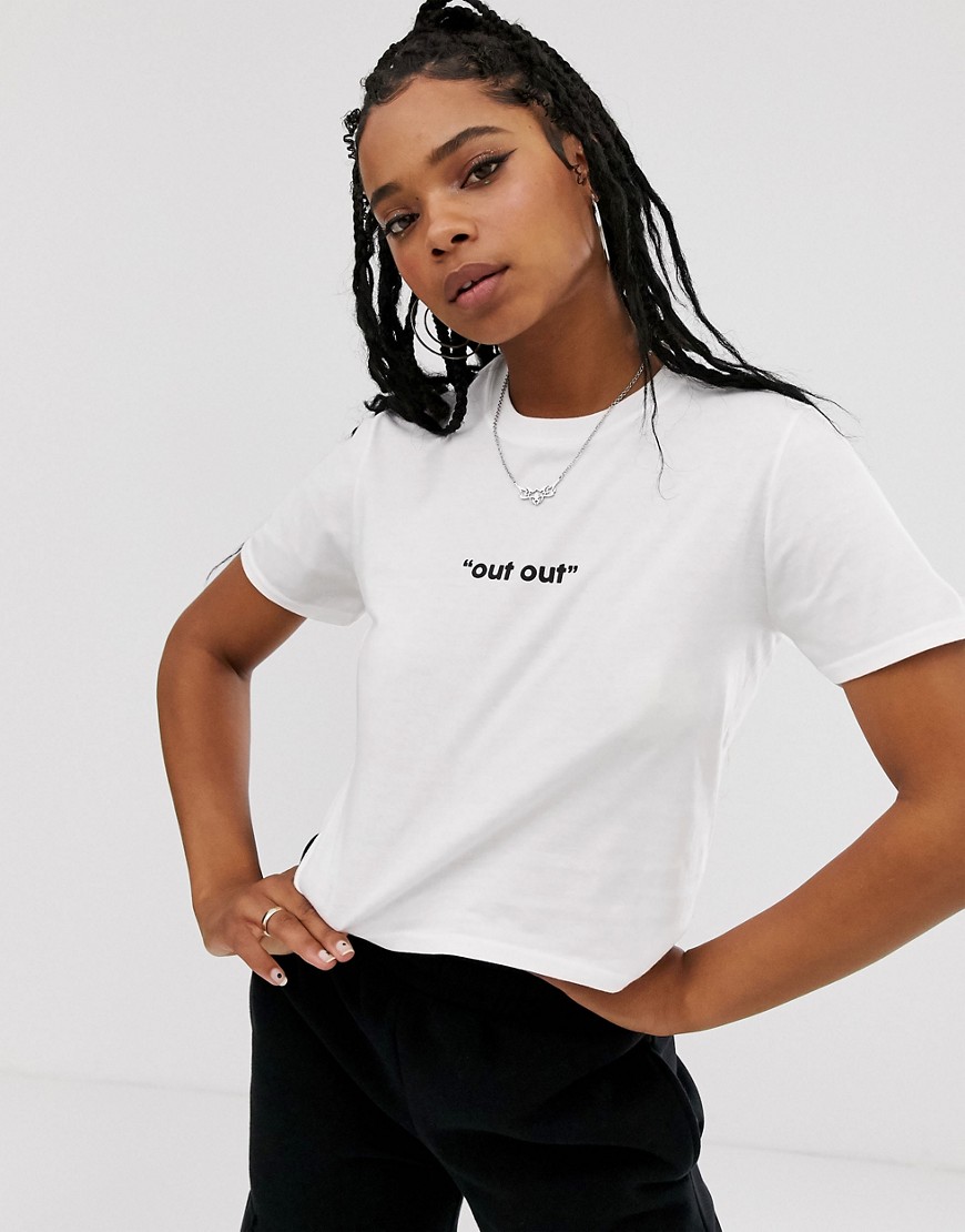 Adolescent Clothing – Kort t-shirt med utskurna detaljer-Vit