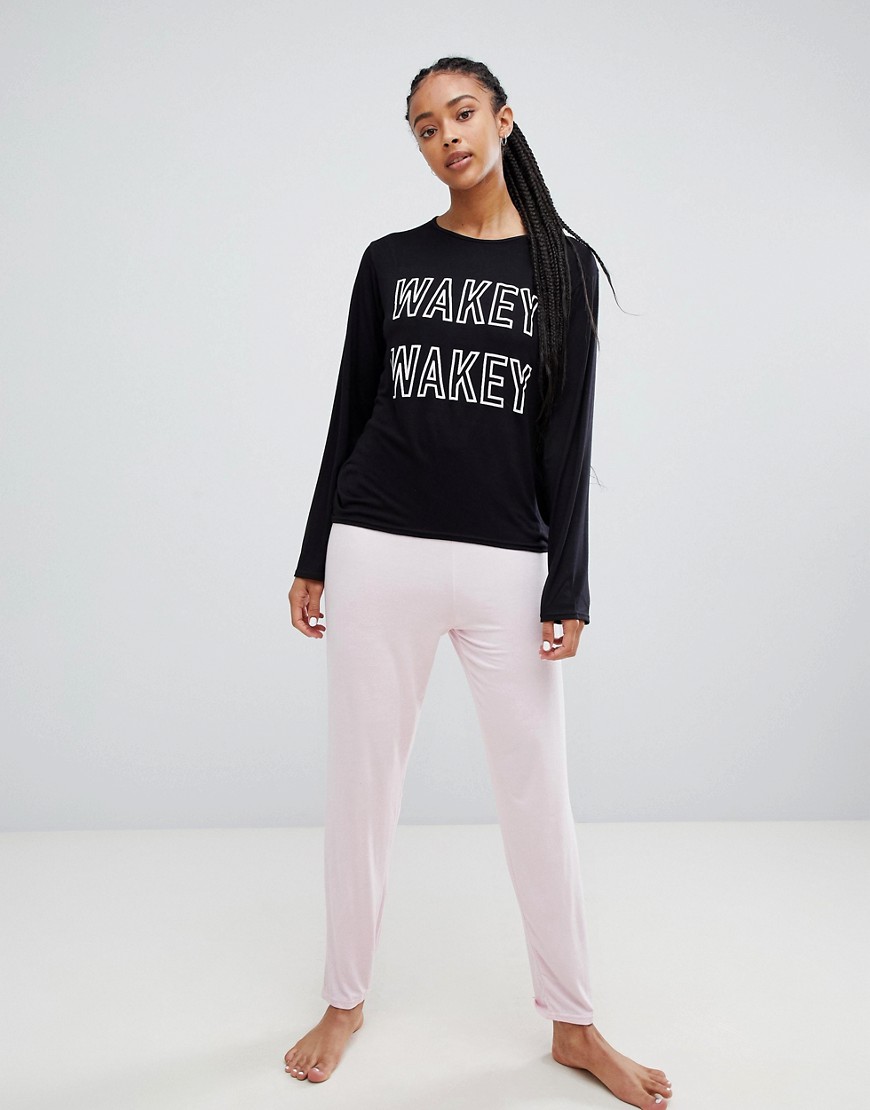 Adolescent Clothing - Pigiama pantaloncini e T-shirt con scritta Wakey Wakey-Multicolore