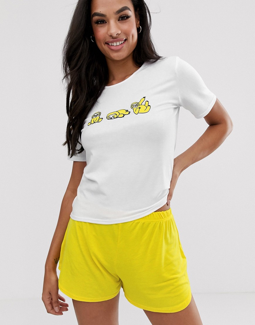 Adolescent Clothing - Pigiama T-shirt e pantaloncini con bradipo addormentato-Multicolore