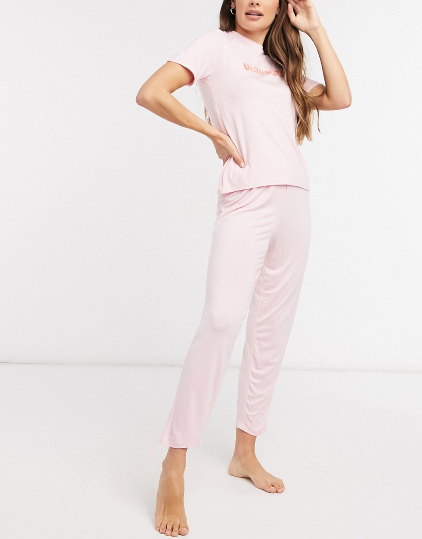 Adolescent Clothing Playmate Long Pajama Set-pink