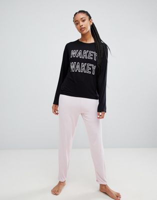 Adolescent Clothing - Pyjamaset van short en T-shirt met wakey wakey-print-Multi