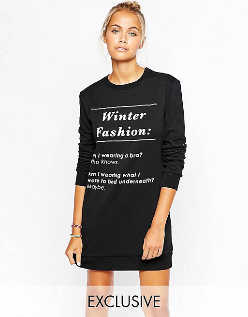 Adolescent Clothing Sweater Dress With Winter Fashion Print