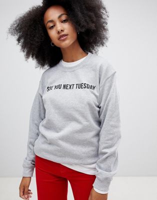 Adolescent Clothing - Sweatshirt met See You Next Tuesday-print-Grijs