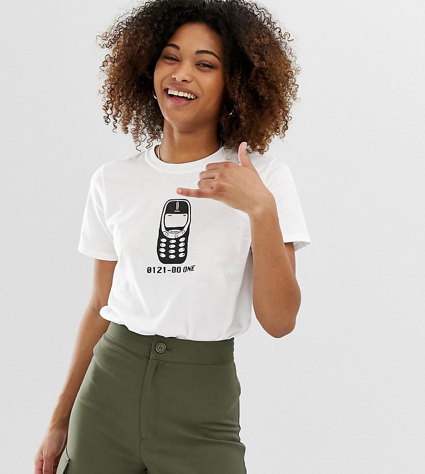 Adolescent Clothing – T-shirt med 90tals mobil-Vit