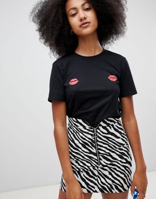 Adolescent Clothing - T-shirt met lippen-Zwart