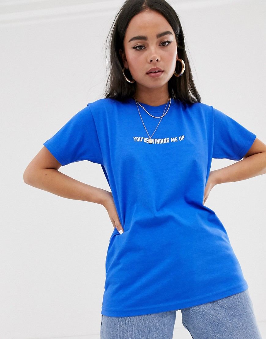 Adolescent Clothing - T-shirt met 'you're winding me up'-print-Blauw