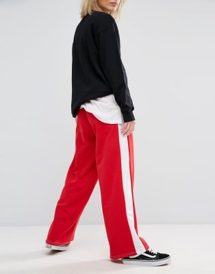 wide leg joggers with side stripe