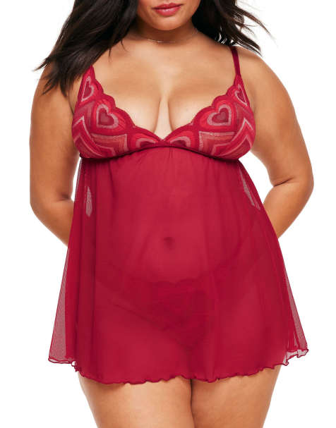 Adore Me Amorata babydoll in cherry red - view 1