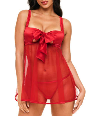 Adore Me Bessima Babydoll & G-string Set Lingerie In Red