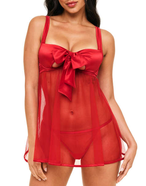 Adore Me Bessima babydoll & g-string set in dark red - view 1