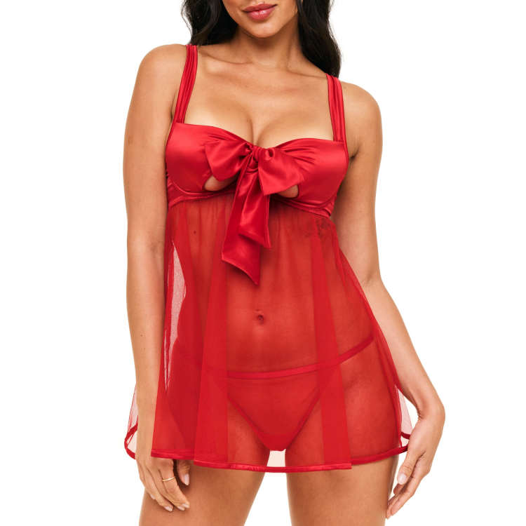 Adore Me Bessima babydoll & g-string set in dark red | ASOS