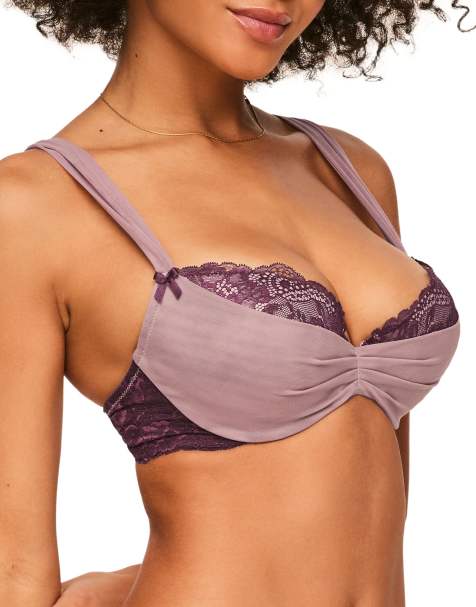 Adore Me Clairabelle push up demi bra in dark purple - view 1