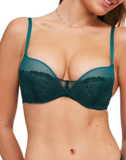 Adore Me Cyla push up plunge bra in dark green - view 1