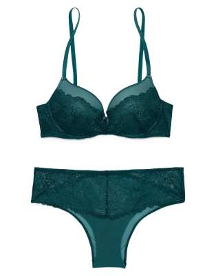 Adore Me Cyla Push Up Plunge Bra In Green