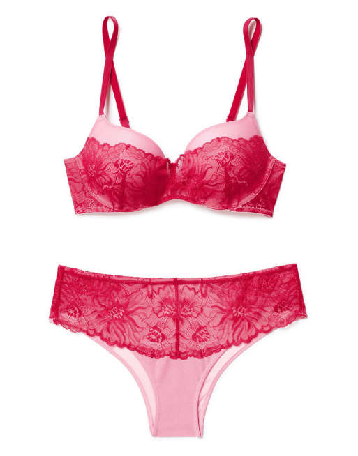 Adore Me Cyla push up plunge bra in medium pink