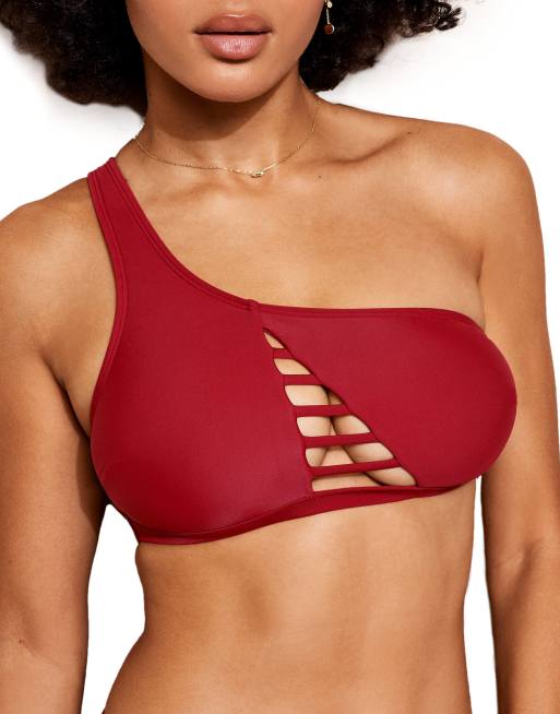 Adore Me Elle swimwear bra in dark red