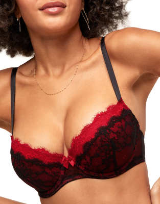 Adore Me Emanuelly Push Up Balconette Bra In Black