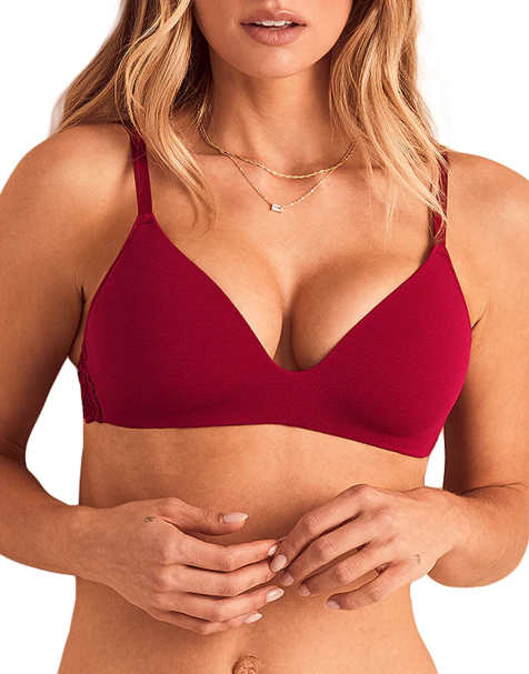 Adore Me Harlowe contour plunge bra in dark red - view 1