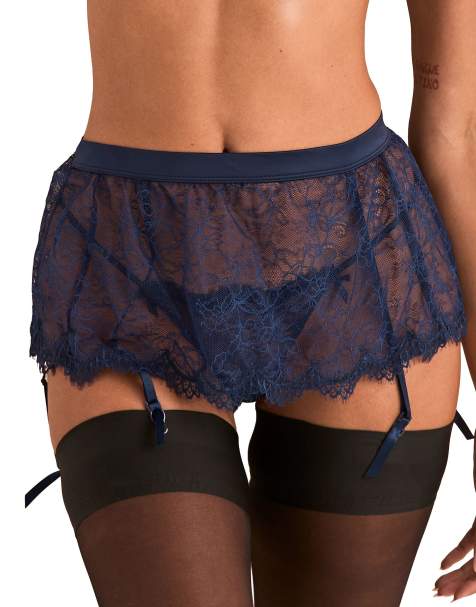 Adore Me Karah garter belt in dark blue - view 1