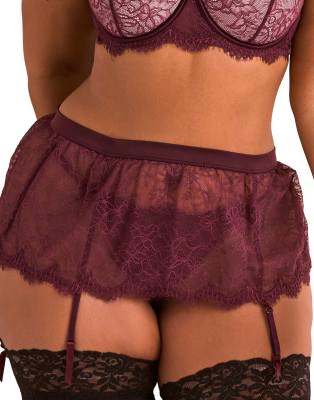 Adore Me Karah garter belt in dark purple dark purple