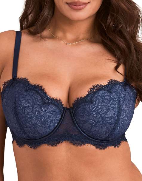 Adore Me Karah push up balconette bra in dark blue - view 1