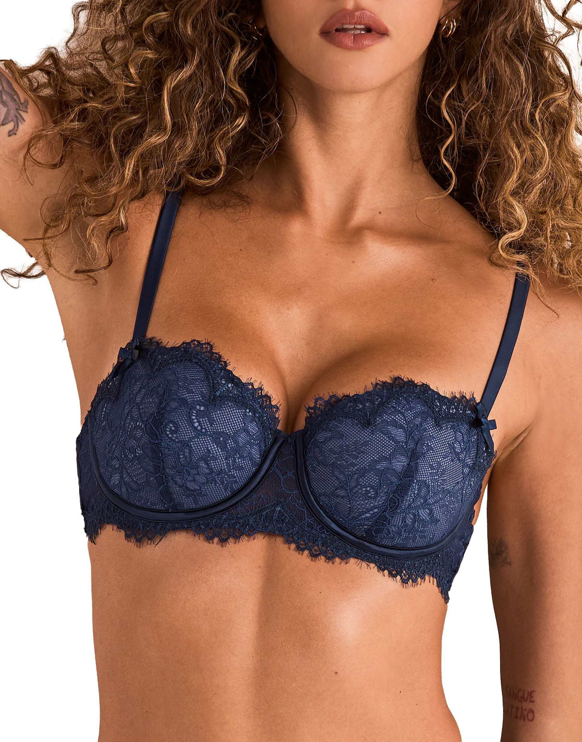 adore me karah push up balconette bra in dark blue
