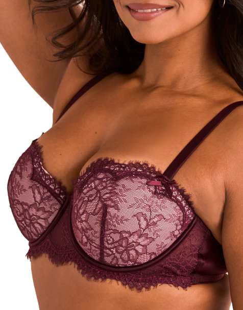 Adore Me Karah push up balconette bra in dark purple - view 1