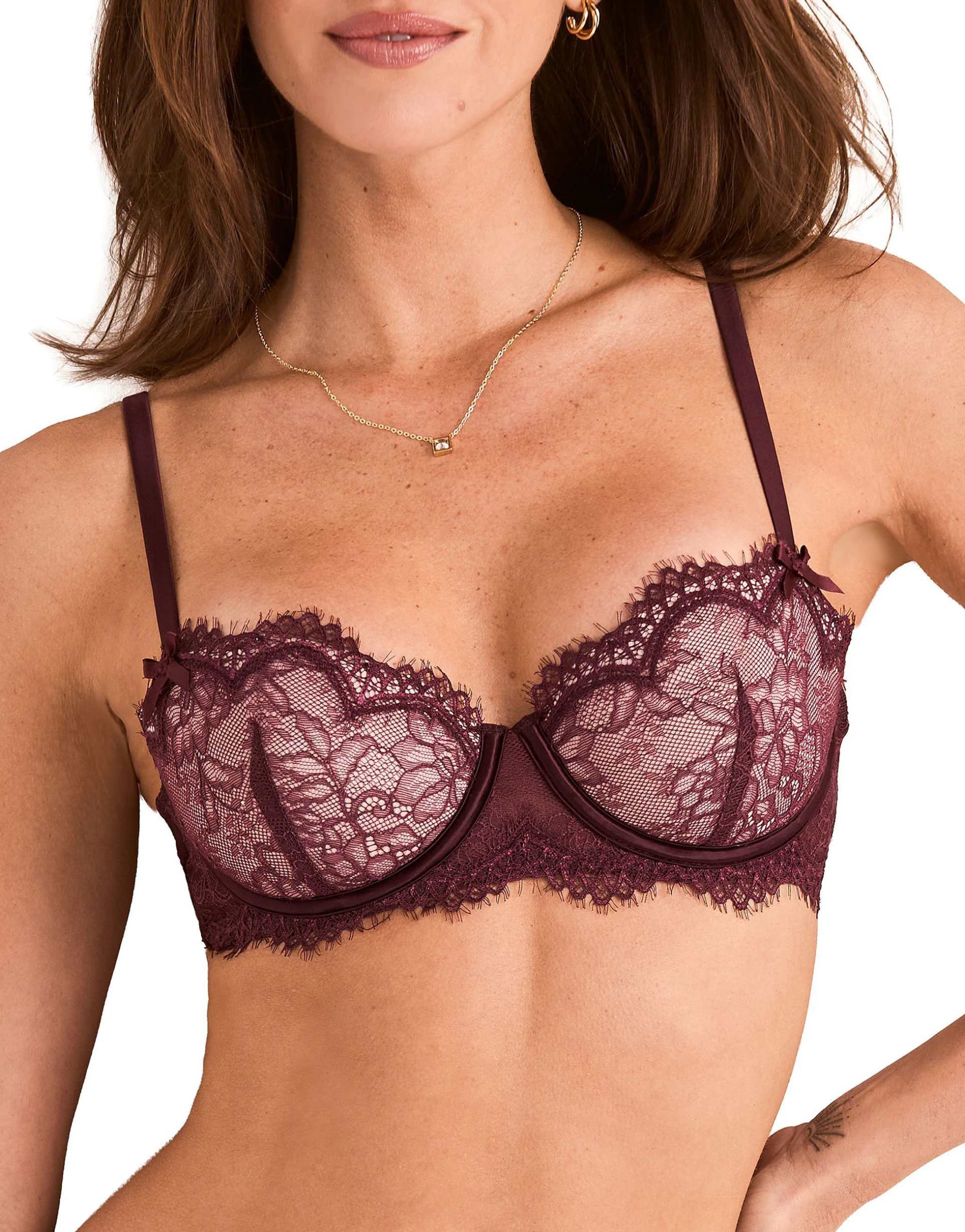 adore me karah push up balconette bra in dark purple