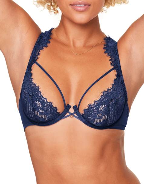 Adore Me Liliana unlined plunge bra in dark blue - view 1