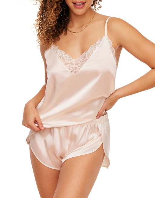 Adore Me Linny pajama cami & shorts set in light white