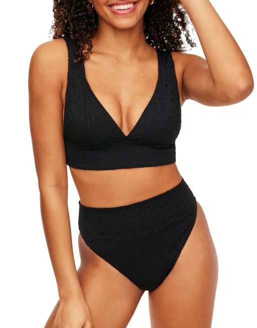 Adore Me Madelaine swimwear high-waisted bikini bottom in black