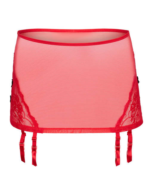 Adore Me Margeaux garter belt in dark red | ASOS