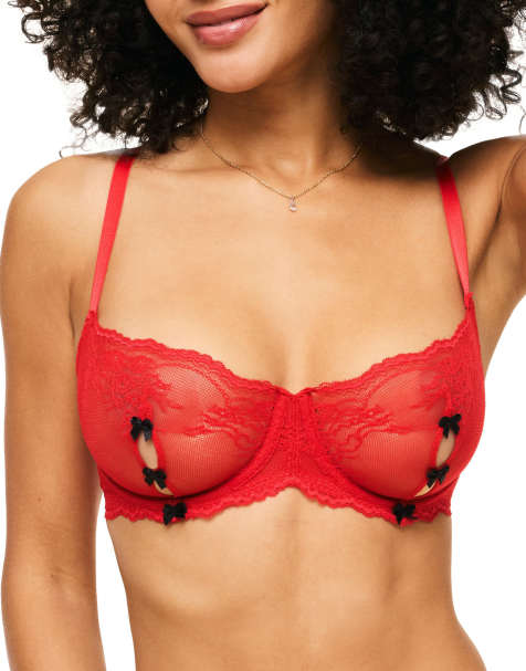 Adore Me Margeaux unlined balconette bra in dark red - view 1