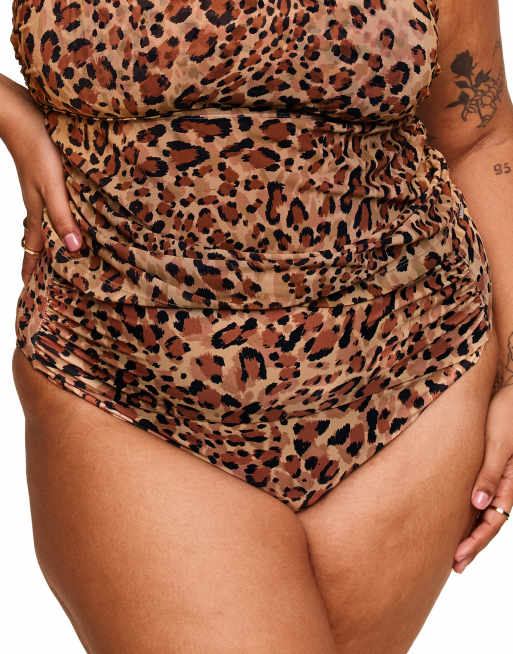 Adore Me Marseille swimwear high waist bikini bottom in animal brown