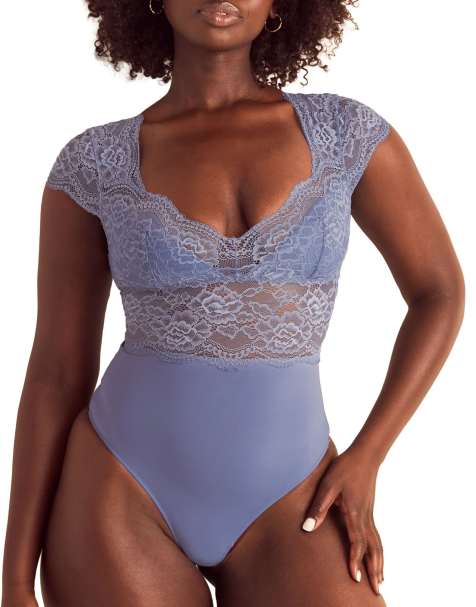 Adore Me Meave bodysuit in medium blue - view 1