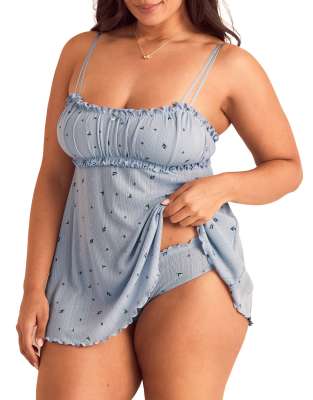 Adore Me Ophylia Babydoll & Hipster Set In Blue