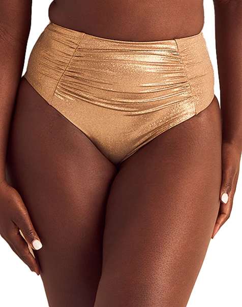 Adore Me Rina swimwear high-waist bikini bottom in medium beige - view 1