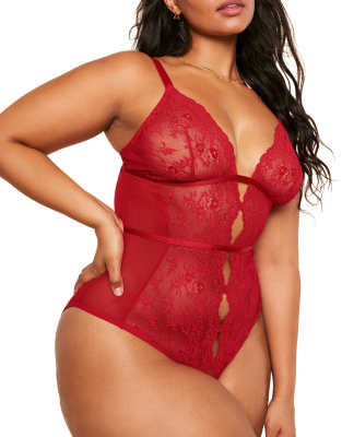 Adore Me Rosie Crotchless Bodysuit In Red
