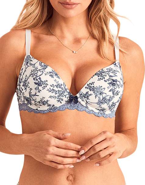 Adore Me Shea push up plunge bra in novelty blue - view 1