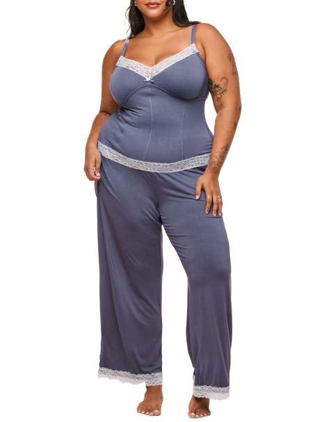 Adore Me Suzanna pajama cami and pants set in dark gray - view 1