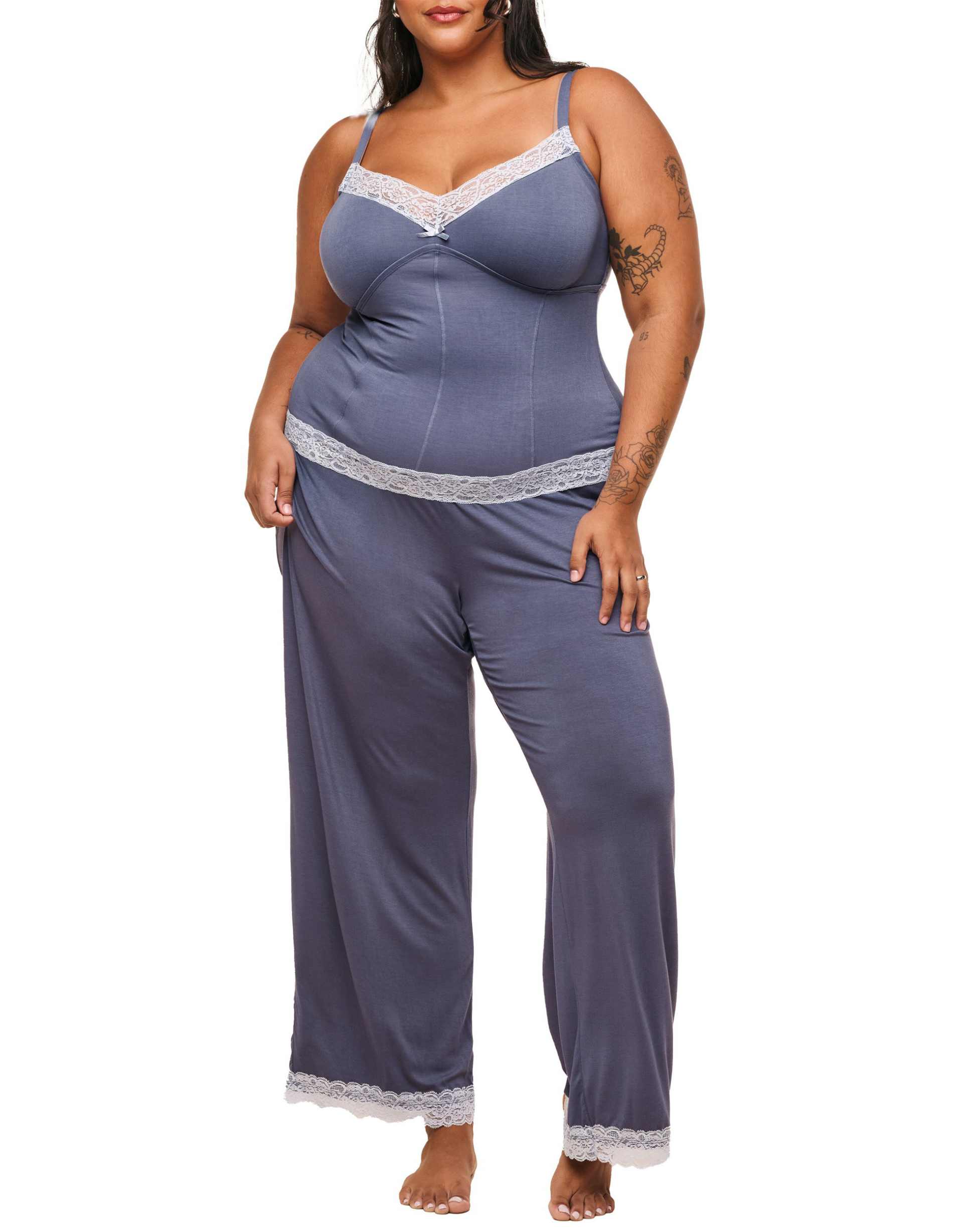 adore me suzanna pajama cami and pants set in dark gray
