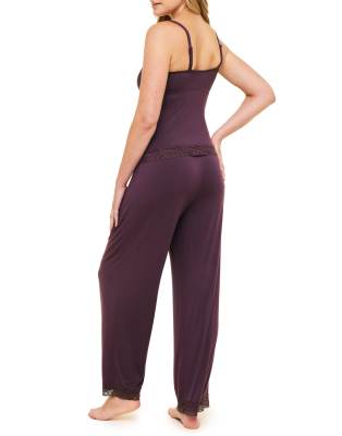 Adore Me Suzanna Pajama Cami And Pants Set In Burgundy