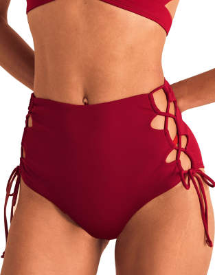 Adore Me Tatiana Swimwear High-waist Bikini Bottom In Red